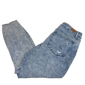 Judy Blue Skinny Fit Denim Jeans Light Wash Size 14W Distressed Stretch Raw Hem